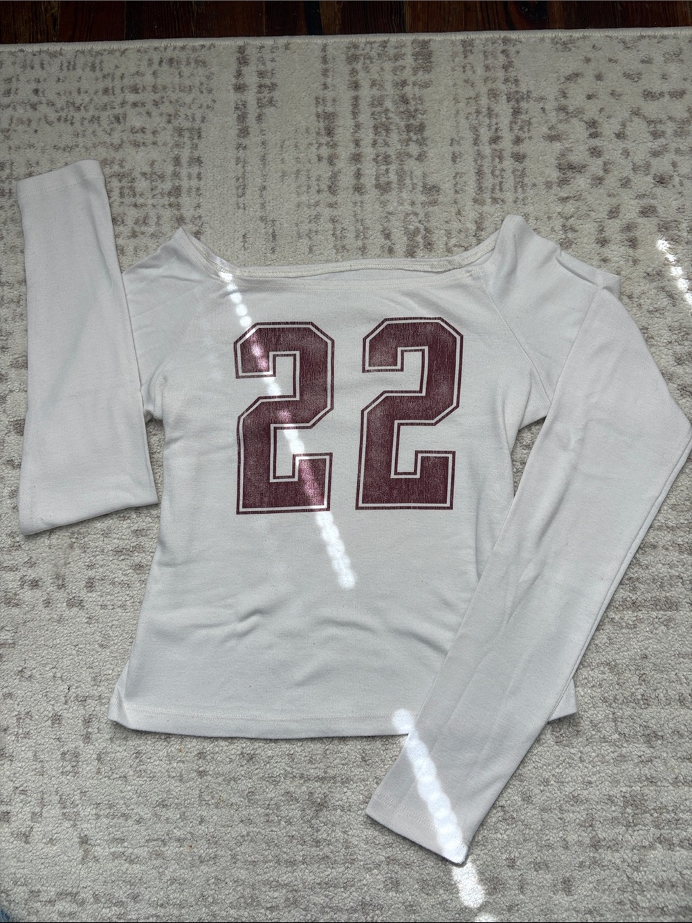 Hollister White Off-Shoulder Long Sleeve Top